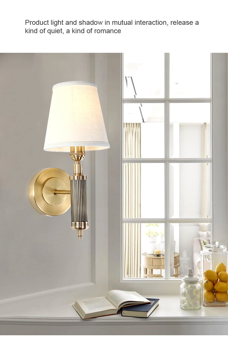 Американский медный настенный светильник, прикроватный светильник для спальни, декоративный светильник для коридора, художественный абажур, креативный светильник
