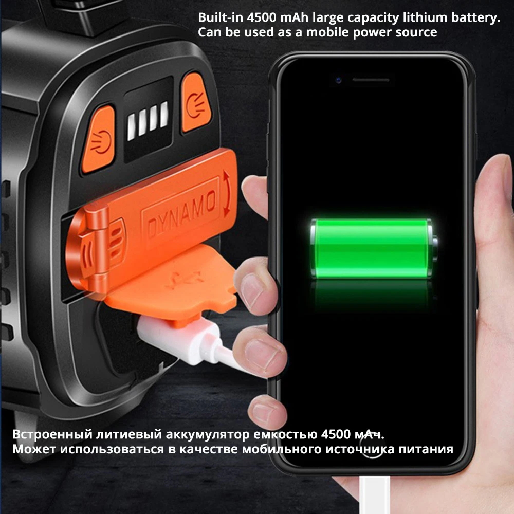  Ultra bright portable spotlight LED searchlight Flashlight With side light Built-in rechargeable ba - 33013196902
