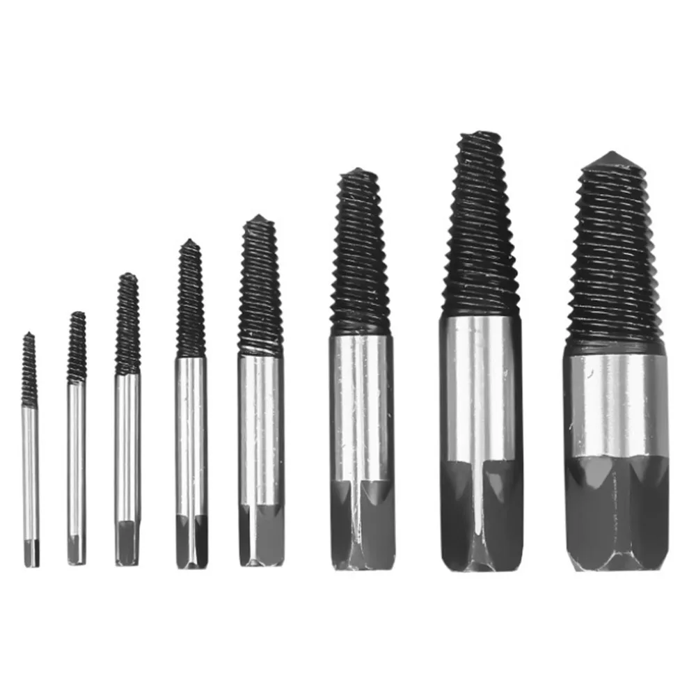 

8pcs steel screw bolt extractors game broken pipe damaged screw removal break broken extractor Double Side Screw Extractor