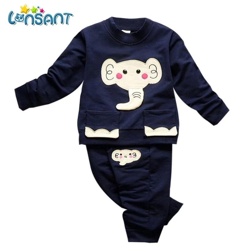 

LONSANT 2018 Autumn Winter Kids Clothes Set Baby Girl Boy Cartoon Pullover Tops + Pants Unisex Fantasias Infantil Dropshipping