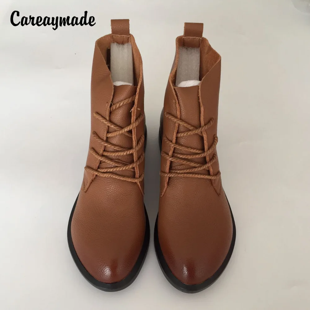 Careaymade просвет сделанные полностью вручную короткие сапоги из воловьей кожи с