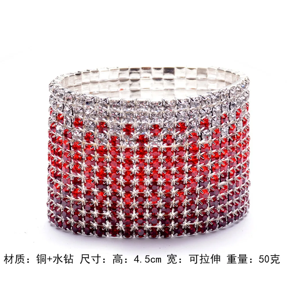 SIZZZ New Hot stretch wide rhinestone red crystal bracelet&bangles for women