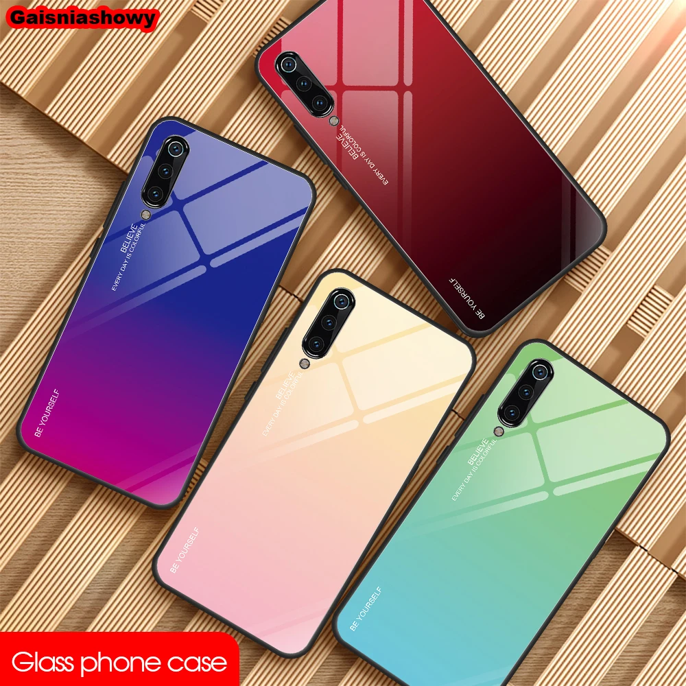 Case For Xiaomi Mi 9 8 SE Lite 9T Gradient Silicone Phone Cover A1 A2 Mix 3 2s Pocophone F1 5X 6X Tempered Glass |