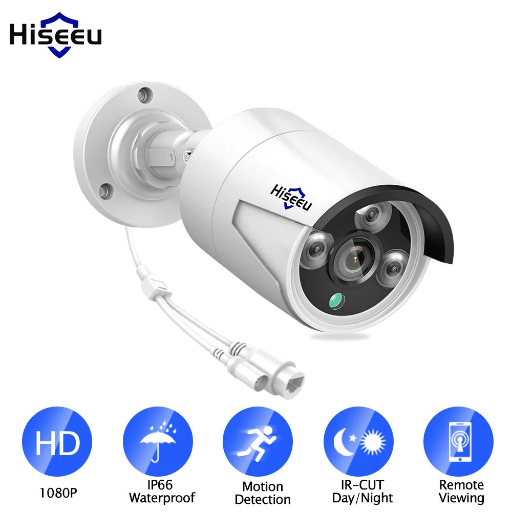 Hiseeu 1MP 2.0MP POE IP камера пуля Водонепроницаемая видеонаблюдения IP66 Крытый Открытый