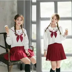 Japanese korean anime girl cosplay costume sakura embroidered school uniforms cute girl sailor suit jk student uniform Top+Skirt Japanese korean anime girl cosplay costume sakura embroidered school uniforms cute girl sailor suit jk student uniform Top+Skirt