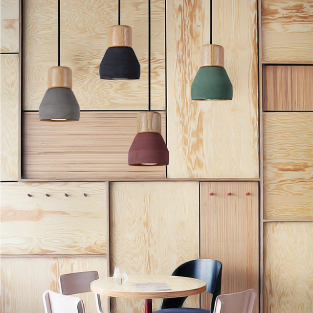 4 color brief Loft Nordic Style wood Cement Pendant lights modern ... 4 color brief Loft Nordic Style wood Cement Pendant lights modern ...