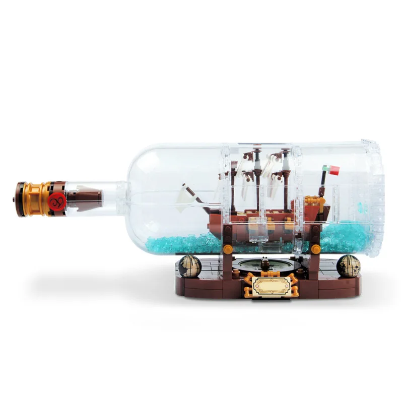 

1078Pcs Pirate Series 16051 Drifting Boat In The Bottle Building Blocks Compatible Legoings City Movie Ship Interactive Kid Toys