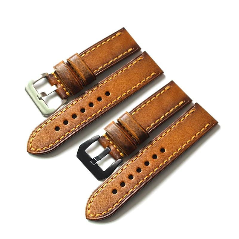 

2020 high quality Retro soft Men's Watch Band 20 22 24 26mm Universal Watchband Wrist Genuine Leather replace for branded watch