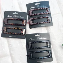 2 шт./компл. Заколки для волос для девочек, простая акриловая вспышка с леопардовым принтом, 2 комплекта застежка-лягушка заколка для волос имитация ацетат Квадратный зажим G0405