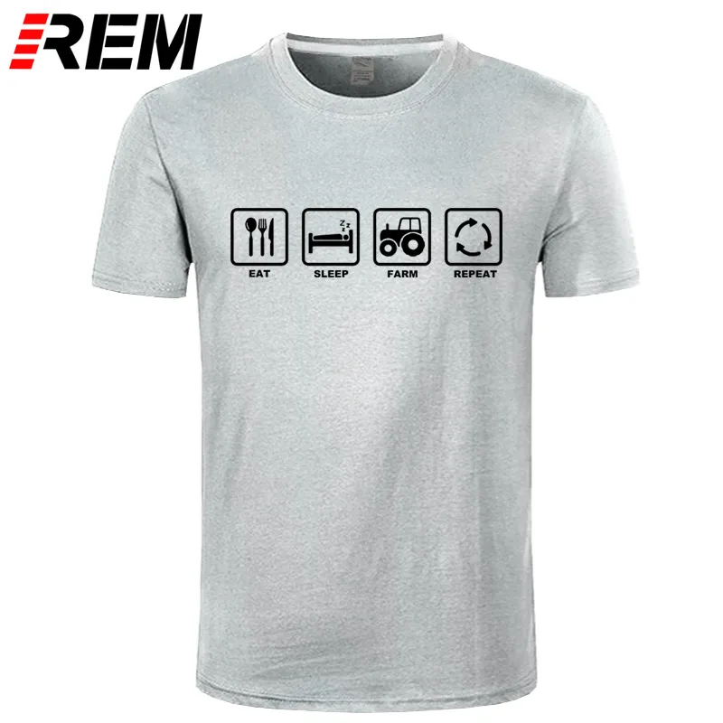 REM, брендовая одежда, едят сон, ферма, повторяют фермеры, фермерский трактор, забавная футболка, футболка, Мужская хлопковая футболка с коротким рукавом, топ, рубашка