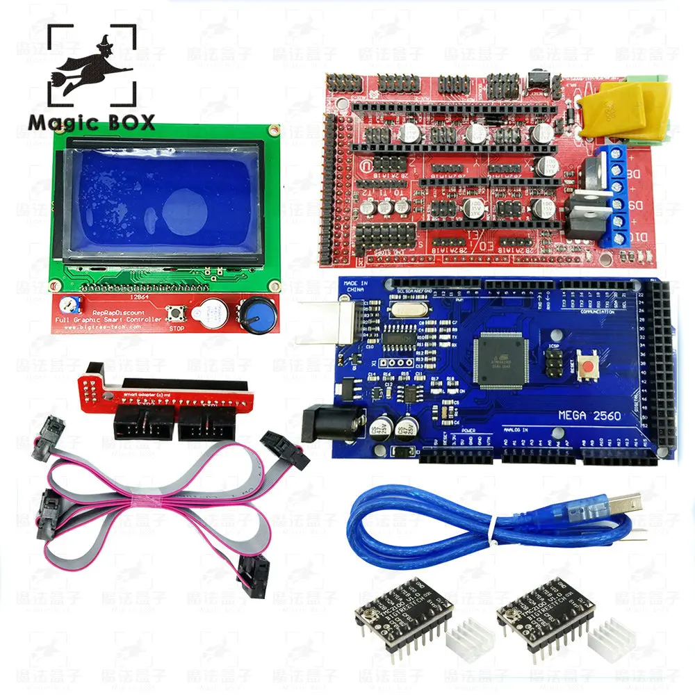 

Mega 2560 R3 + 1pcs RAMPS 1.4 Controller+ 2pcs tmc2100 Stepper Motor Drive + 1pcs LCD 12864 controller
