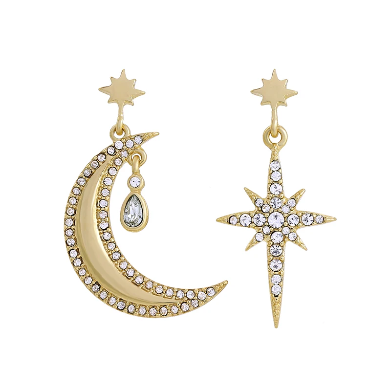 

Joolim High End Gold Color Moon Star Dangle Earring Medium Earring Simple Trendy Earring