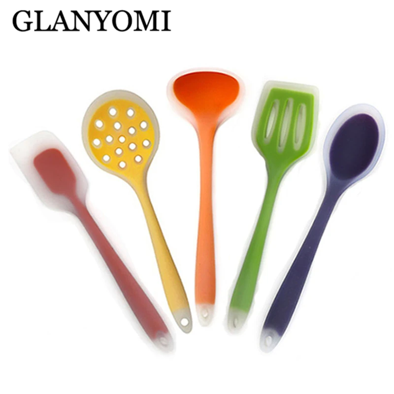 

5Pcs/Set Silicone Cooking Utensils Set Kitchen Cooking Tools Set Non-Stick Silicone Baking Tools 5 Style Kitchenware Accessories