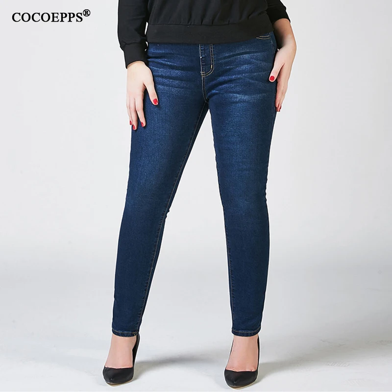 COCOEPPS, джинсы большого размера с высокой талией,, повседневные, размера плюс, женские джинсы, одежда, обтягивающие, женские джинсы, брюки с большим размером