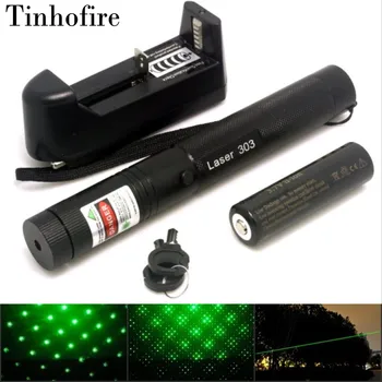 

Tinhofire Laser 303 5mW Green Laser Pointer Adjustable Focal Length and with Star Pattern Filter+4000mah 18650 battery+charger
