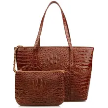 Женские вместительные сумки для покупок из натуральной кожи с тиснением под крокодила