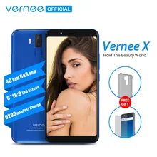 Vernee X 6,0 дюймов 6200 мАч 18:9 FHD Смартфон 4 г LTE сотовый телефон Face ID 4 ГБ Оперативная память 64 ГБ Встроенная память MTK6763 Octa Core 16,0 Мп мобильного телефона