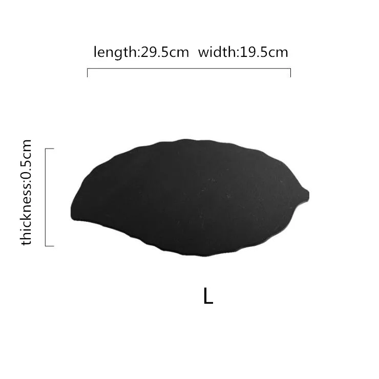 Креативный черный натуральный рок в форме листа ивы кухонная тарелка посуда кухонные блюда инструмент для приготовления пищи 1 шт - Цвет: L