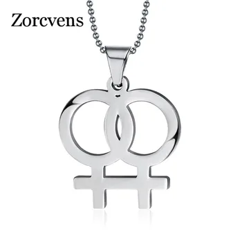 

ZORCVENS New Fashion Female 316L Stainless Steel Pendants&Necklaces Cool Lesbian Gay Pride Jewelry