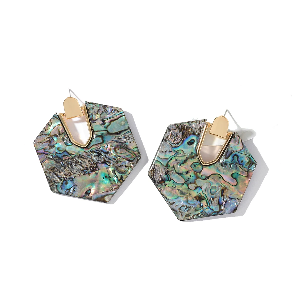 Модные висячие серьги в виде большого сердца для женщин, Boho Crystal Green Abalone Shell, массивные украшения, пляжные вечерние, подарок ZA