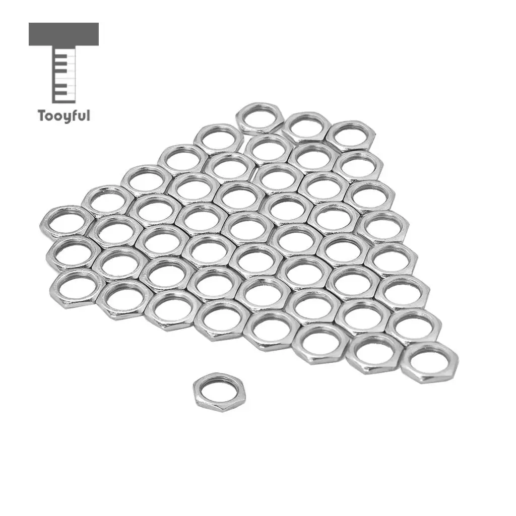 Tooyful 50x Guitar Nuts Thin Nuts Dia. 8mm Guitar Pots Input Output Jacks for Guitar Parts Accessories -Silver 12x8x2mm 