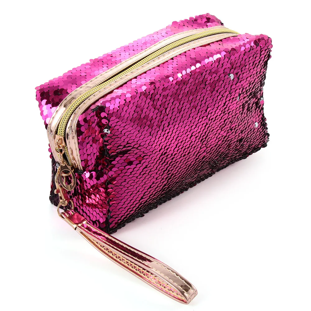 New Fashion Women's Mermaid Sequins Makeup Bag Pouch Girls Glitter Cosmetic Bags Sequins Handbag Travel Storage Zipper Bags