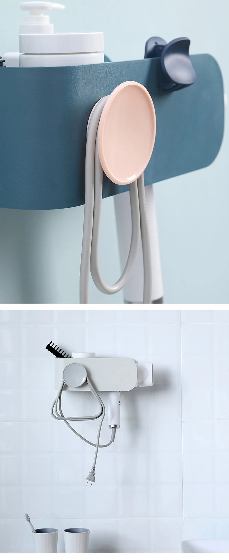 Высокое качество Модный настенный фен для ванной комнаты полка для хранения Фен держатель для фен
