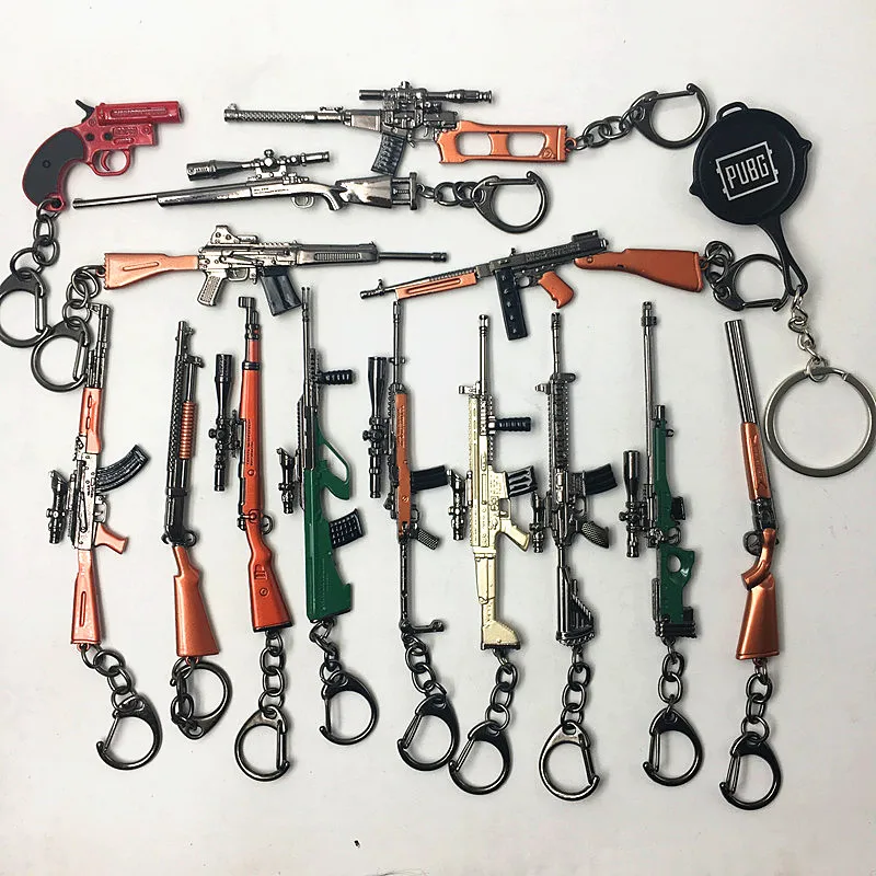

Game PUBG Keychain Playerunknown Battlefield Cosplay Props Key Chain Llaveros 98K AWM Mini Pendant For Fans Hobby Gift Wholesale