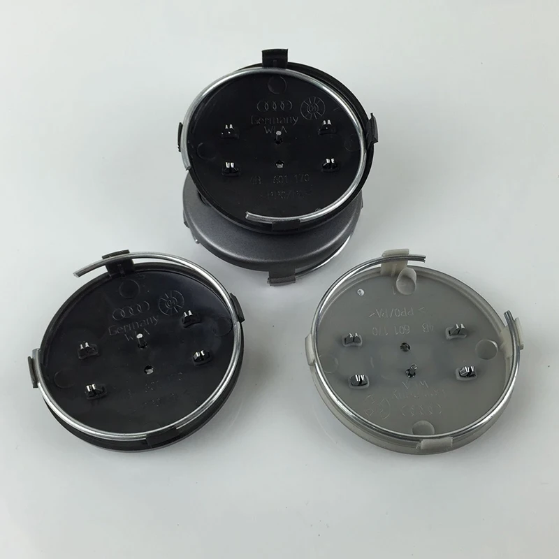 

New 4 pcs. / Lot 60 mm gray caps Wheel Center Hub Caps Wheels Wheels Car Cover Badge Emblem For A3 A4 A6 A8 TT, 4B0601170 laying