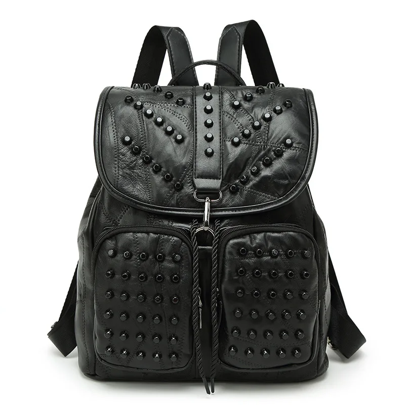 

Genuine Leather Girls Women's Backpack Sheepskin Leather Female Backpacks for Teenage Backpack Waterproof Kanken
