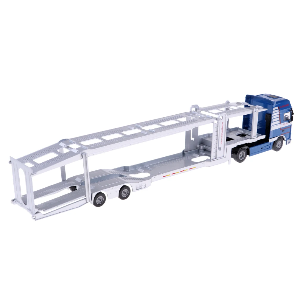 Collectible 1/50 Simulation Miniature Car Transport Truck Trailer Model Toy Home Table Decor