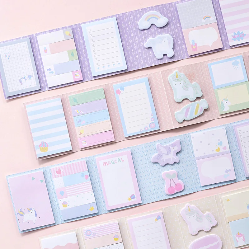 

Dreamy Unicorn Memo Notepad Sticky Notes School Supplies Cute Stickers Paper Bookmarks Korean Stationery