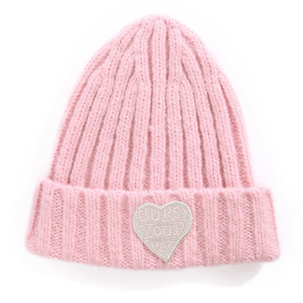 FANCET зимние теплые акриловые шапочки для девочек Skullies Love Heart с вышивкой, мягкие для женщин, Молодежные милые бонеты Gorros, женские 89260 - Цвет: Pink