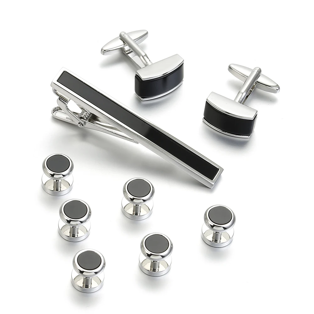 

VAGULA Necktie Tie Bar Cufflinks Collar Stud 9PCS Set Tie Clip High Quality Cuff Links Tie Pin Gemelos Men Jewelry 90