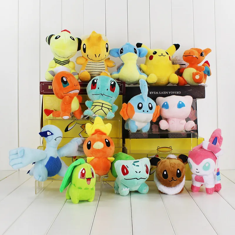 15 шт./партия Charmander Sylveon Bulbasaur Стрекоза Lapras Charizard Torchic Mew wirtle Mudkip мини плюшевая игрушка мягкая кукла