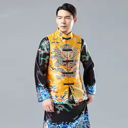 Мужской жилет в китайском стиле с драконом, мужской повседневный жилет, верхняя одежда, весенне-осенняя куртка без рукавов