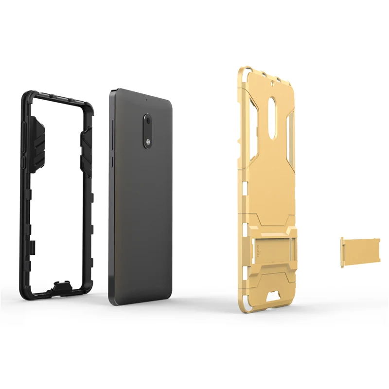 2 in 1 Hard PC+Soft Silicone TPU Rugged Rubber Kickstand Case For Nokia 6 Six Matte Armor Shockproof Phone Holder Cover Shell (17)