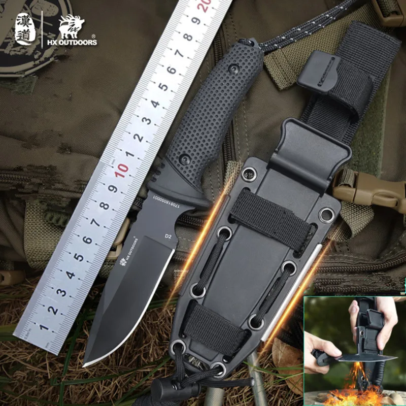 HX OUTDOORS Explorer Survival Fixed Knife D2 Blade Bushcraft Military