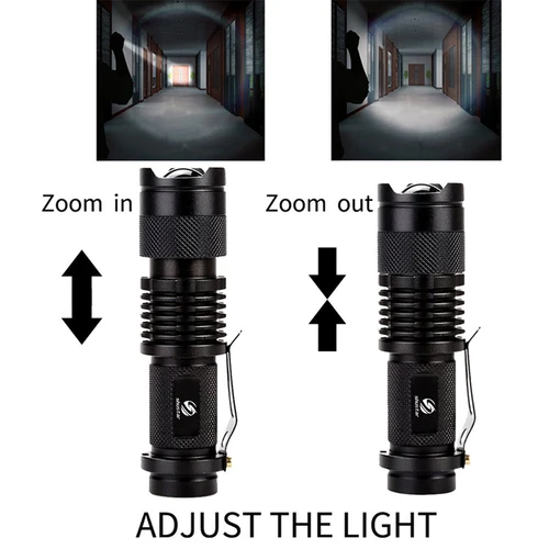 미니 LED 손전등 방수 LED 토치 조절 초점 플래시 라이트 램프 사용 모험, 캠핑에 대 한 14500 및 18650 배터리 3