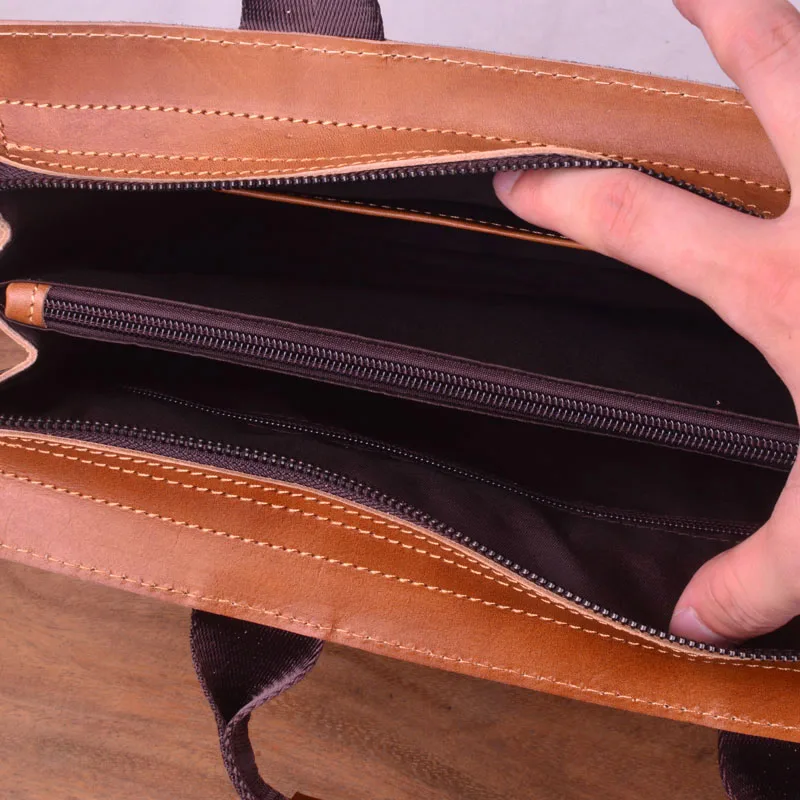 EUMOAN Vintage to do old leather hand-held men's bags, hand-rubbed leather shoulder bag, oblique casual briefcase computer bag