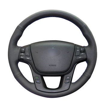 

Hand-stitched Black PU Artificial Leather Car Steering Wheel Covers Wrap for Kia Sorento 2009-2014 K7 Cadenza 2011-2015