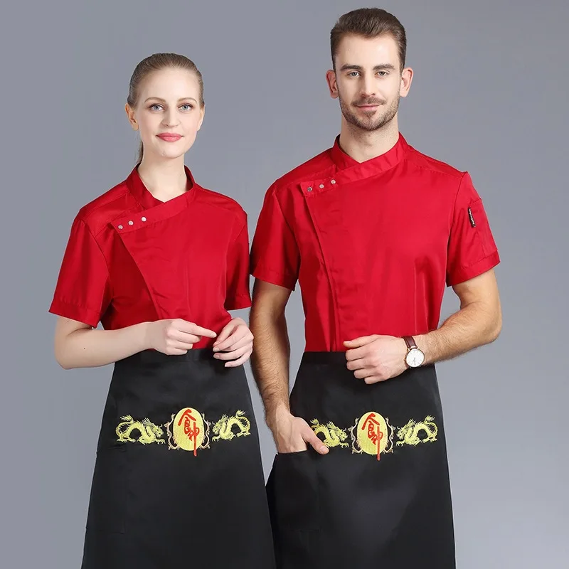 

New Chef Clothes Summer Short Sleeve Chef Uniform Hotel Restaurant Breathable Jacket Tops High Quality Cooking Work Clothes