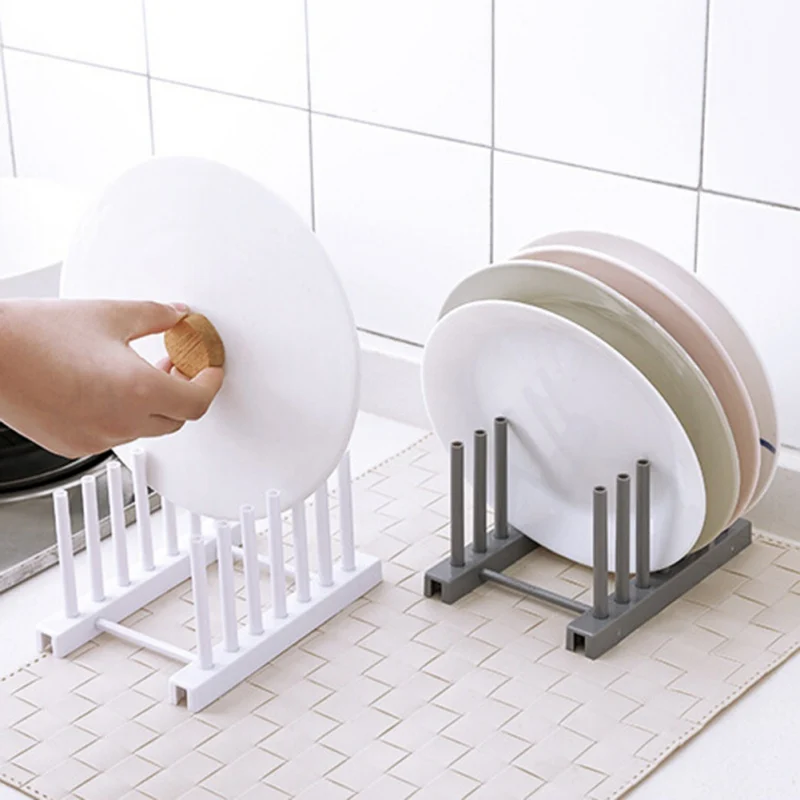 Kitchen Supplies Storage Rack Drain Holder Storage Organizers Kitchen Racks White Plastic Dish Lid Holder