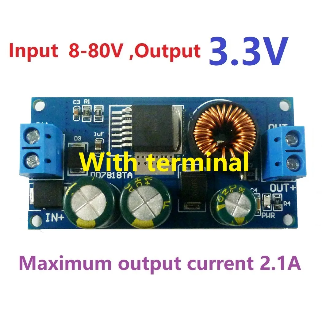 2x 2.1A 8-80 В до 15 в 12 В 9 в 6 в 5 в 3,3 В HV DC-DC преобразователь понижающий модуль питания для электровелосипеда свинцово-кислотные батареи автомобильные солнечные - Цвет: Out3V3 With terminal