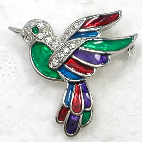 

12pcs/lot Wholesale Fashion Brooch Rhinestone Enamel Bird Pin brooches C102098