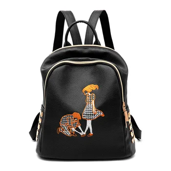 

Bag women 2018 new shoulder bag fashion embroidery women's bag headphone hole anti-theft backpack generation of hair