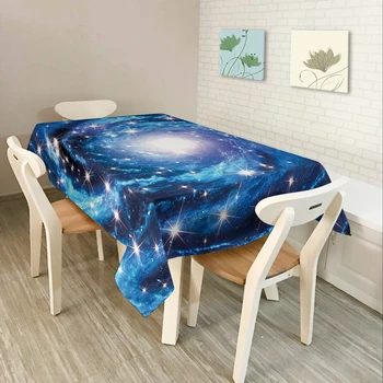 

kitchen/Restaurant Modern Simple Polyester 3D Tablecloth Cartoon Blue Planet Scenic Pattern Waterproof Rectangular Table Cloth