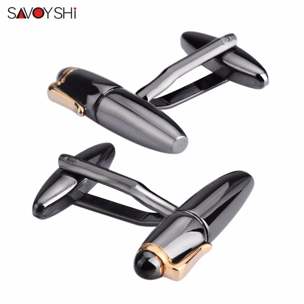 

SAVOYSHI Fashion Gun Black Pen Cufflinks For Mens French Shirt High Quality Cuff buttons Business Gift Brand Jewelry Abotoaduras