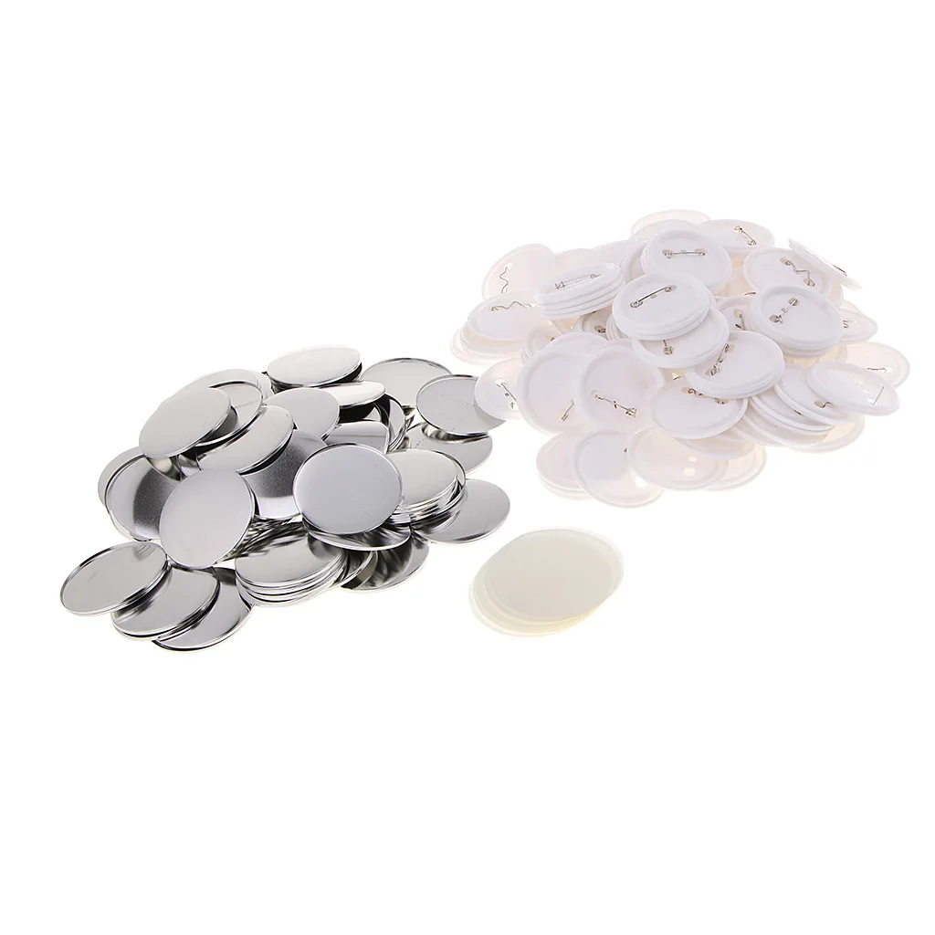 

100 Sets Button Parts For Badge Maker Machine Clip Pin Top/Bottom Cover