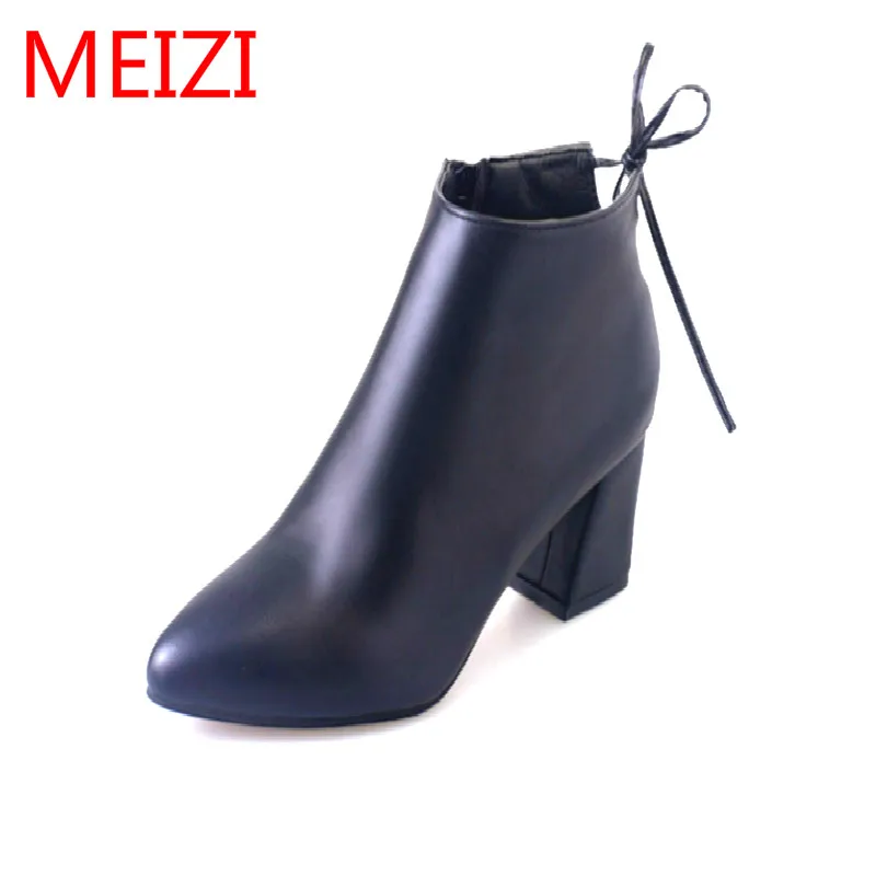 black boots with square heel